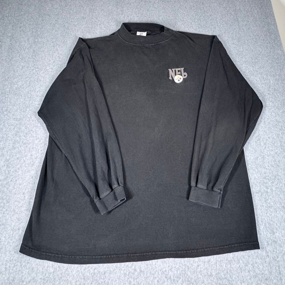 Vintage Pittsburgh Steelers Shirt Long Sleeve Mens 2XL Black